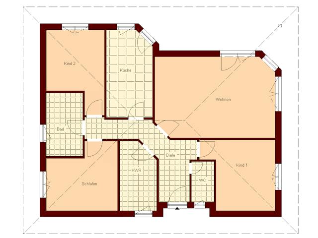Massivhaus Sellin 118 von TIMOWA Massivhäuser Schlüsselfertig ab 294900€, Bungalow Grundriss 1