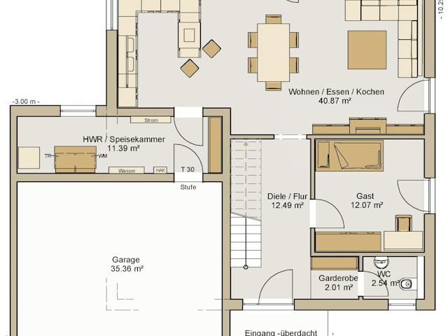 Fertighaus Kubus 0-166 von BoHolz Haus Schlüsselfertig ab 605941€, Cubushaus Grundriss 1