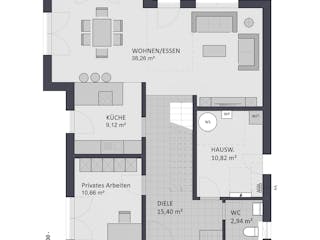 Massivhaus Entwurf SL157 von FAVORIT Massivhaus Schlüsselfertig ab 384834€, Satteldach-Klassiker Grundriss 1