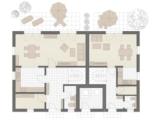 Massivhaus Haus Rostock (2 WE) von ROTH MASSIVHAUS Schlüsselfertig ab 599800€, Satteldach-Klassiker Grundriss 2
