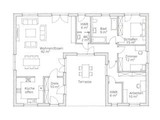 Massivhaus Bungalow 130 von Ever Energy Home, Bungalow Grundriss 1
