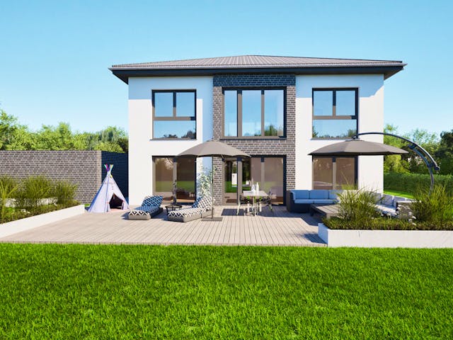 Massivhaus Entwurf CL178 von FAVORIT Massivhaus, Stadtvilla Außenansicht 1