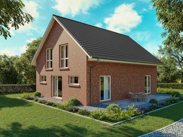 Massivhaus EINFAMILIENHAUS 150 GE von Kähler Massivhaus Schlüsselfertig ab 375190€, Satteldach-Klassiker Außenansicht 1
