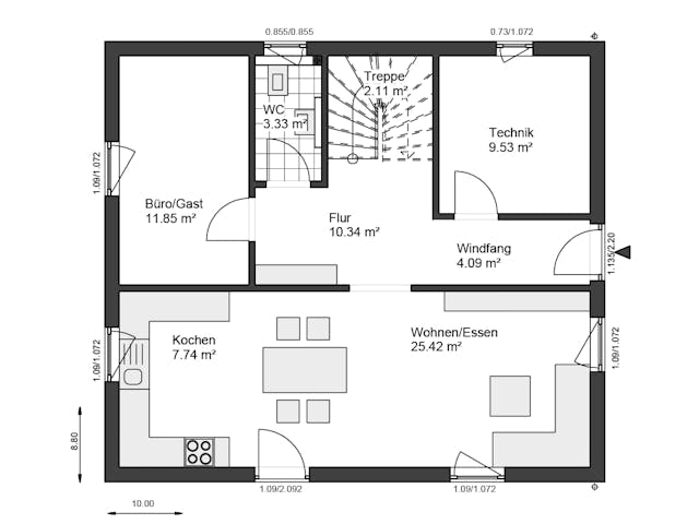 Fertighaus White&Black 150 von WHITE&BLACK Fertighäuser Schlüsselfertig ab 340606€, Stadtvilla Grundriss 1
