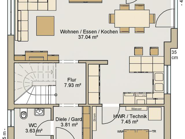 Fertighaus Einfamilienhaus 38-115-125 von BoHolz Haus Schlüsselfertig ab 386738€, Satteldach-Klassiker Grundriss 1