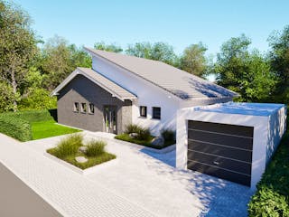 Massivhaus Entwurf CH132 von FAVORIT Massivhaus, Bungalow Außenansicht 4