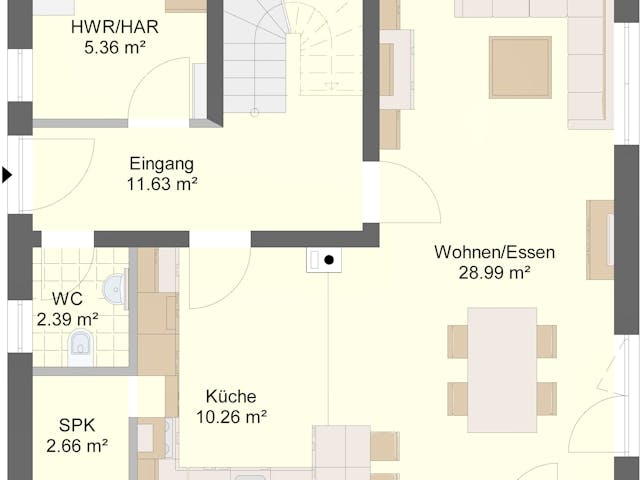Massivhaus Idealo 120 WD von Mihm Thermobau, Stadtvilla Grundriss 1