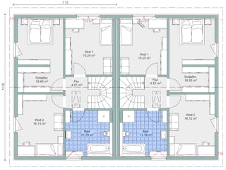 Fertighaus Bestseller Twin von BoHolz Haus Schlüsselfertig ab 427483€, Satteldach-Klassiker Grundriss 2