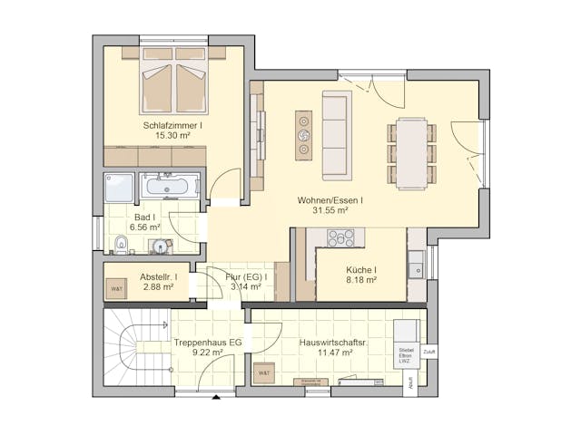 Fertighaus Junto 173 von Fingerhut Haus Schlüsselfertig ab 550019€, Satteldach-Klassiker Grundriss 1
