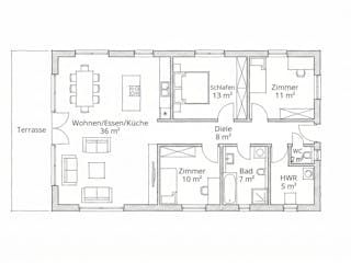Massivhaus Bungalow 100 von Ever Energy Home, Bungalow Außenansicht 6