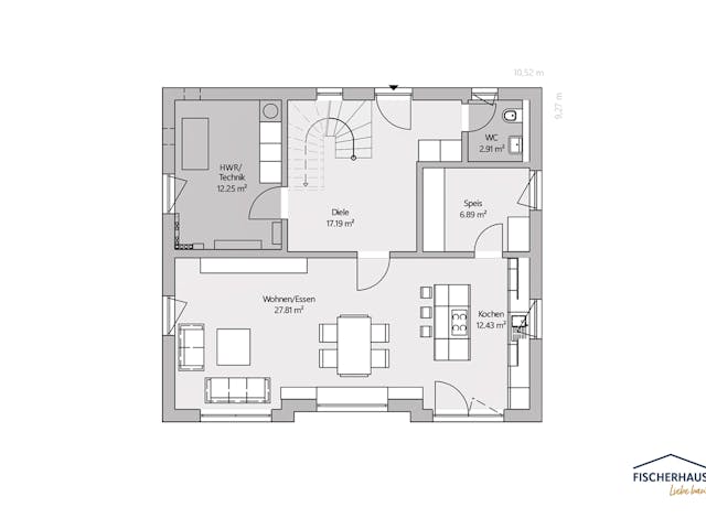 Fertighaus Klassisch S 140 (Jasmin) von FischerHaus, Satteldach-Klassiker Grundriss 1