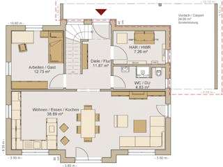 Fertighaus Einfamilienhaus 35-146-150 von BoHolz Haus, Satteldach-Klassiker Grundriss 1