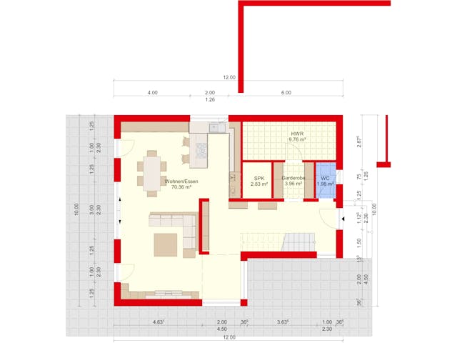 Massivhaus Stadtvilla 166 im Bauhausstill mit LIAPLAN gebaut von Mein Haus Bausysteme, Cubushaus Grundriss 1