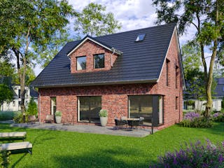 Massivhaus Jubilé-Haus 160 von GfG-Architektenhäuser Schlüsselfertig ab 299900€, Satteldach-Klassiker Außenansicht 5
