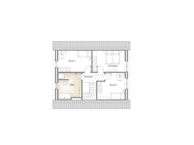 Massivhaus EINFAMILIENHAUS 120 von Kähler Massivhaus Schlüsselfertig ab 337570€, Satteldach-Klassiker Grundriss 1