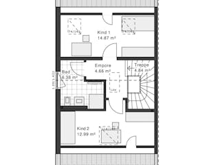 Fertighaus White&Black 115 von WHITE&BLACK Fertighäuser Ausbauhaus ab 166626€, Satteldach-Klassiker Grundriss 5
