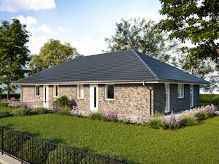 Massivhaus Doppelhaus 75 von Kähler Massivhaus Schlüsselfertig ab 229245€, Bungalow Außenansicht 1