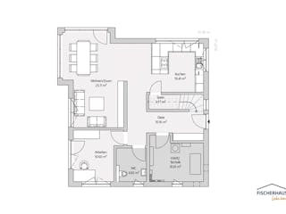 Fertighaus Modern S 159 von FischerHaus, Satteldach-Klassiker Grundriss 1