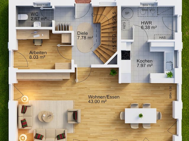 Massivhaus Stadtvilla 154 von AMR-Wohnbau Schlüsselfertig ab 360000€, Stadtvilla Grundriss 1