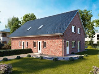 Massivhaus DOPPELHAUS 115 von Kähler Massivhaus Schlüsselfertig ab 294955€, Satteldach-Klassiker Außenansicht 1