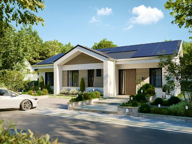 Massivhaus Bungalow 340 von BRALE Bau Schlüsselfertig ab 277300€, Bungalow Außenansicht 1