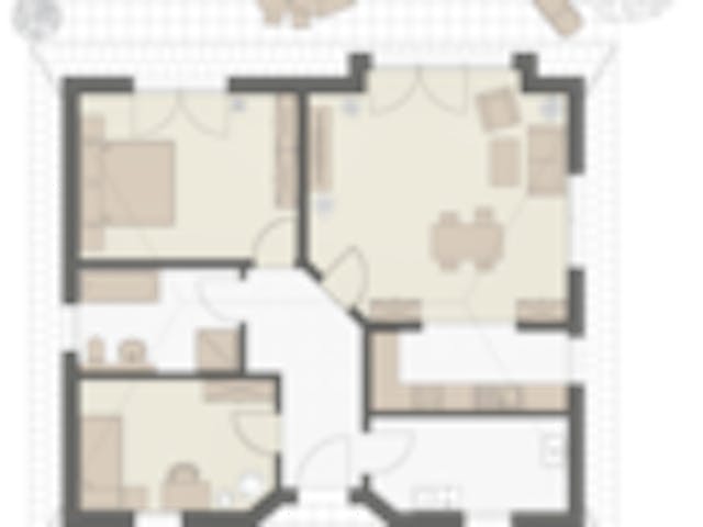 Massivhaus Bungalow Rerik von ROTH MASSIVHAUS Schlüsselfertig ab 287400€, Bungalow Grundriss 1