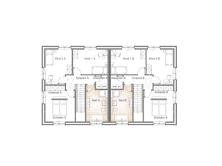 Massivhaus DOPPELHAUS 130 von Kähler Massivhaus Schlüsselfertig ab 323130€, Stadtvilla Grundriss 2