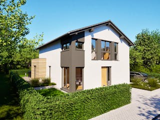 Massivhaus Entwurf SL157 von FAVORIT Massivhaus Schlüsselfertig ab 384834€, Satteldach-Klassiker Außenansicht 11