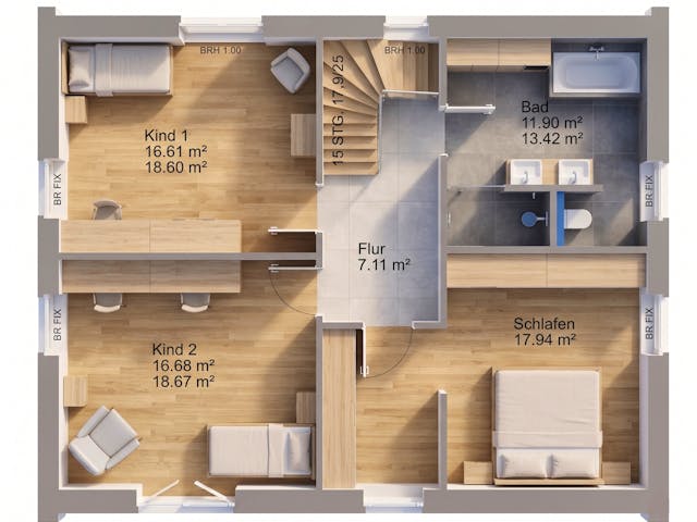 Massivhaus Hanseat 165 von AMR-Wohnbau Schlüsselfertig ab 343000€, Satteldach-Klassiker Grundriss 1