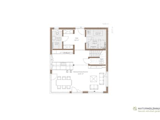 Fertighaus Einfamilienhaus Premium 136 von Naturholzhaus Bayern, Satteldach-Klassiker Grundriss 1