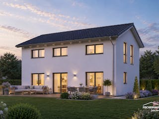 Fertighaus Modern 127 (Julius) von FischerHaus, Satteldach-Klassiker Außenansicht 1