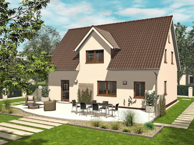 Massivhaus Ahrenshoop von TIMOWA Massivhäuser Schlüsselfertig ab 374900€, Satteldach-Klassiker Außenansicht 1