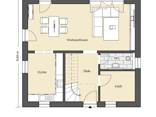 Massivhaus Einfamilienhaus 110 von BRALE Bau, Satteldach-Klassiker Grundriss 1