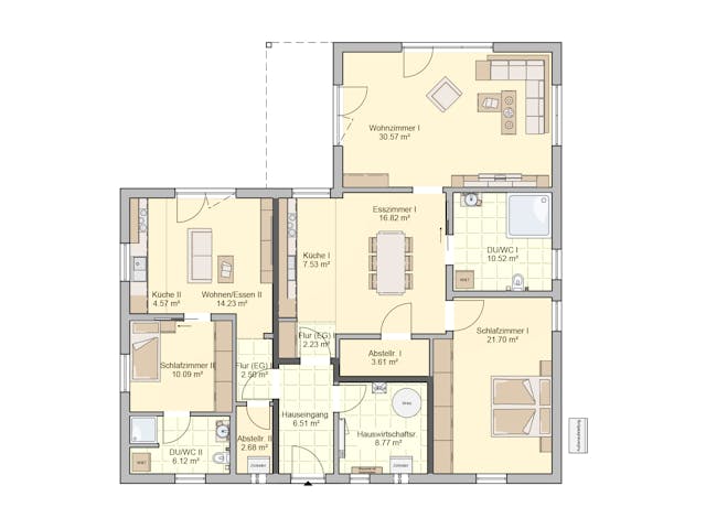 Fertighaus Junto 160 von Fingerhut Haus Schlüsselfertig ab 521828€, Bungalow Grundriss 1