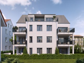 Fertighaus Mehrfamilienhaus mit Tiefgarage von DFH Wohnungsbau, Blockhaus Außenansicht 2