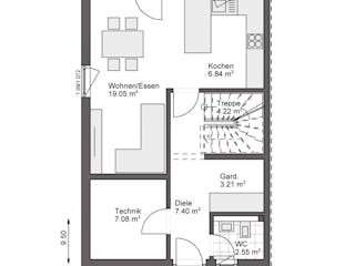 Fertighaus White&Black 100 von WHITE&BLACK Fertighäuser Ausbauhaus ab 152114€, Satteldach-Klassiker Grundriss 3