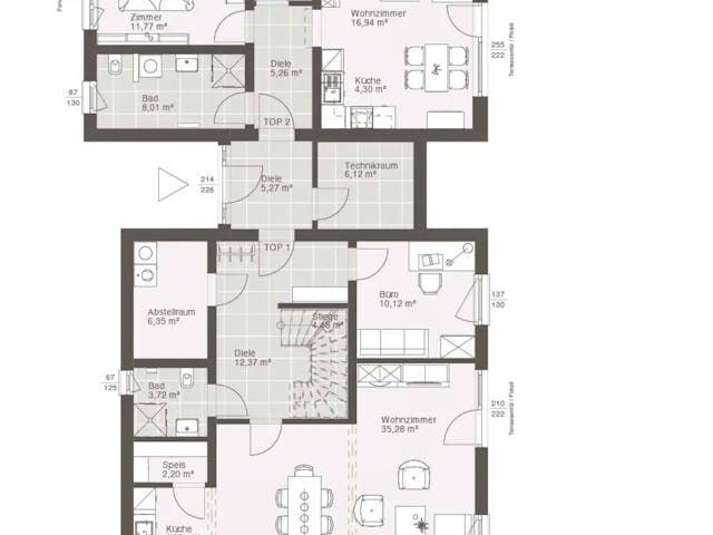 Fertighaus ELK Duo 221 von ELK, Stadtvilla Grundriss 1