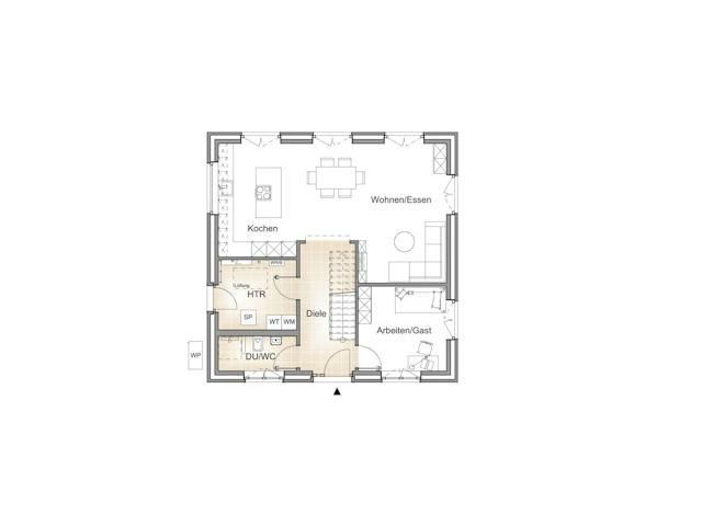 Massivhaus STADTVILLA 155 von Kähler Massivhaus Schlüsselfertig ab 409690€, Stadtvilla Grundriss 1