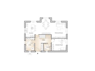 Massivhaus GIEBELHAUS 180 von Kähler Massivhaus Schlüsselfertig ab 433240€, Satteldach-Klassiker Grundriss 1