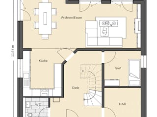 Massivhaus Stadtvilla 230 von BRALE Bau Schlüsselfertig ab 378350€, Stadtvilla Grundriss 1