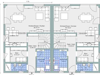 Fertighaus Bestseller Twin von BoHolz Haus Schlüsselfertig ab 427483€, Satteldach-Klassiker Grundriss 1
