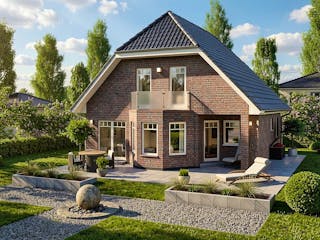 Massivhaus Poel von TIMOWA Massivhäuser Schlüsselfertig ab 364900€, Satteldach-Klassiker Außenansicht 1