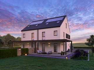 Fertighaus White&Black 115 von WHITE&BLACK Fertighäuser Ausbauhaus ab 166626€, Satteldach-Klassiker Außenansicht 1