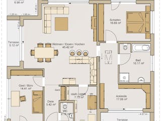 Fertighaus Bungalow 22-149 von BoHolz Haus Schlüsselfertig ab 422575€, Bungalow Grundriss 1
