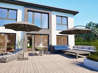 Massivhaus Entwurf CL178 von FAVORIT Massivhaus, Stadtvilla Außenansicht 7