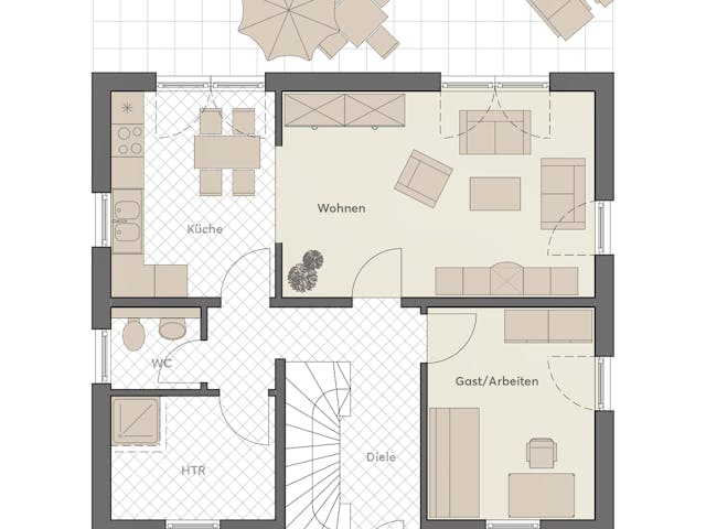 Massivhaus Haus Pultus von ROTH MASSIVHAUS Schlüsselfertig ab 365000€, Pultdachhaus Grundriss 1