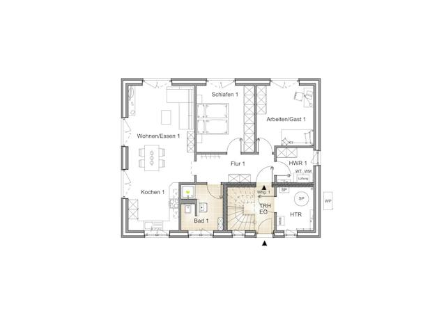 Massivhaus STADTVILLA 195 MIT 2 WOHNEINHEITEN von Kähler Massivhaus Schlüsselfertig ab 492630€, Stadtvilla Grundriss 1