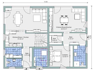 Fertighaus Bestseller Plus 223 von BoHolz Haus Schlüsselfertig ab 582175€, Satteldach-Klassiker Grundriss 1