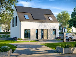 Massivhaus Einfamilienhaus 140 von BRALE Bau, Satteldach-Klassiker Außenansicht 3
