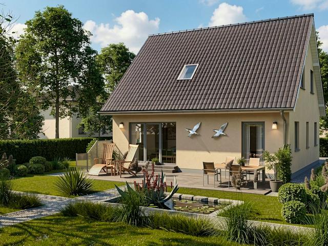 Massivhaus Barhöft von TIMOWA Massivhäuser Schlüsselfertig ab 289900€, Satteldach-Klassiker Außenansicht 1